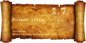 Kulman Tilla névjegykártya